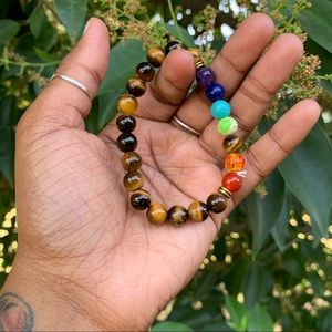 7 Chakra Tigers Eye Bracelet | Meditation Crystal Stone Jewelry Gift